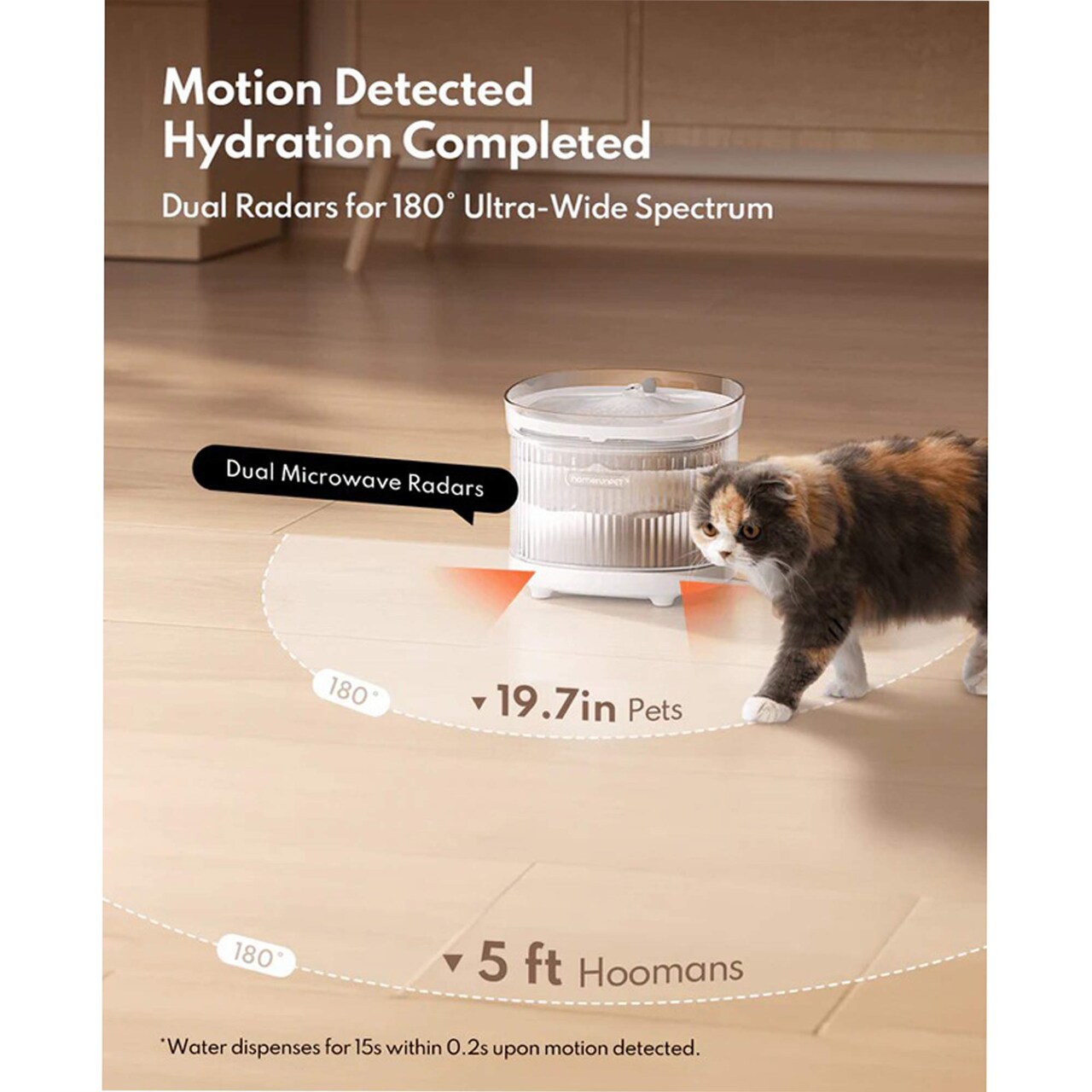 Wireless Pet Fountain White ABS Material Cordless Hydration System for Pets 8.66" x 6.50" x 6.10"